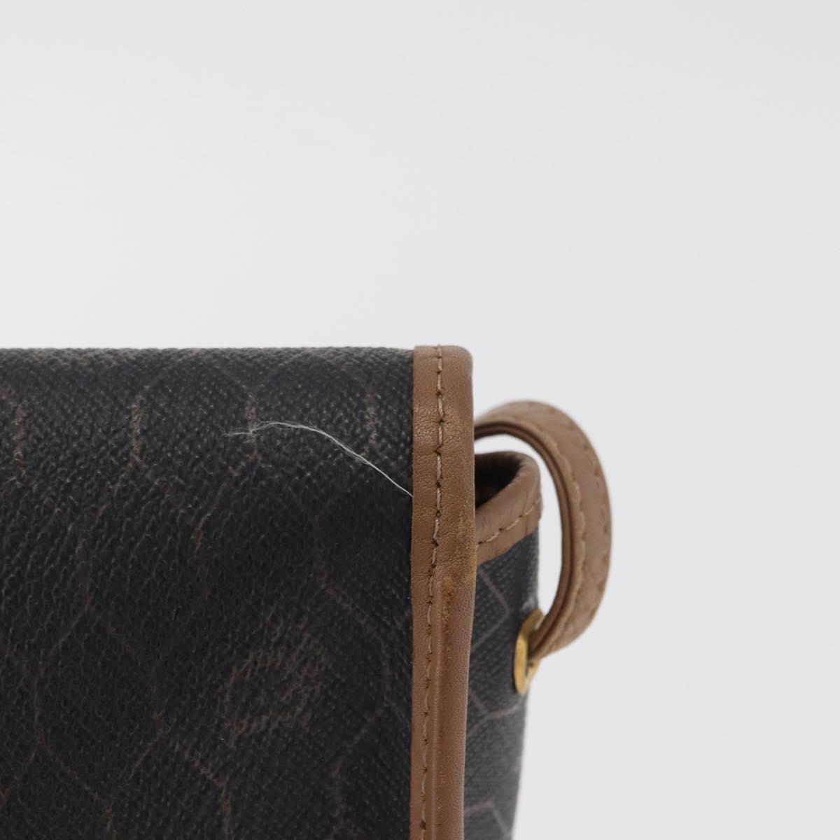 Christian Dior Honeycomb Canvas Shoulder Bag PVC Black Gold Auth BA12686
