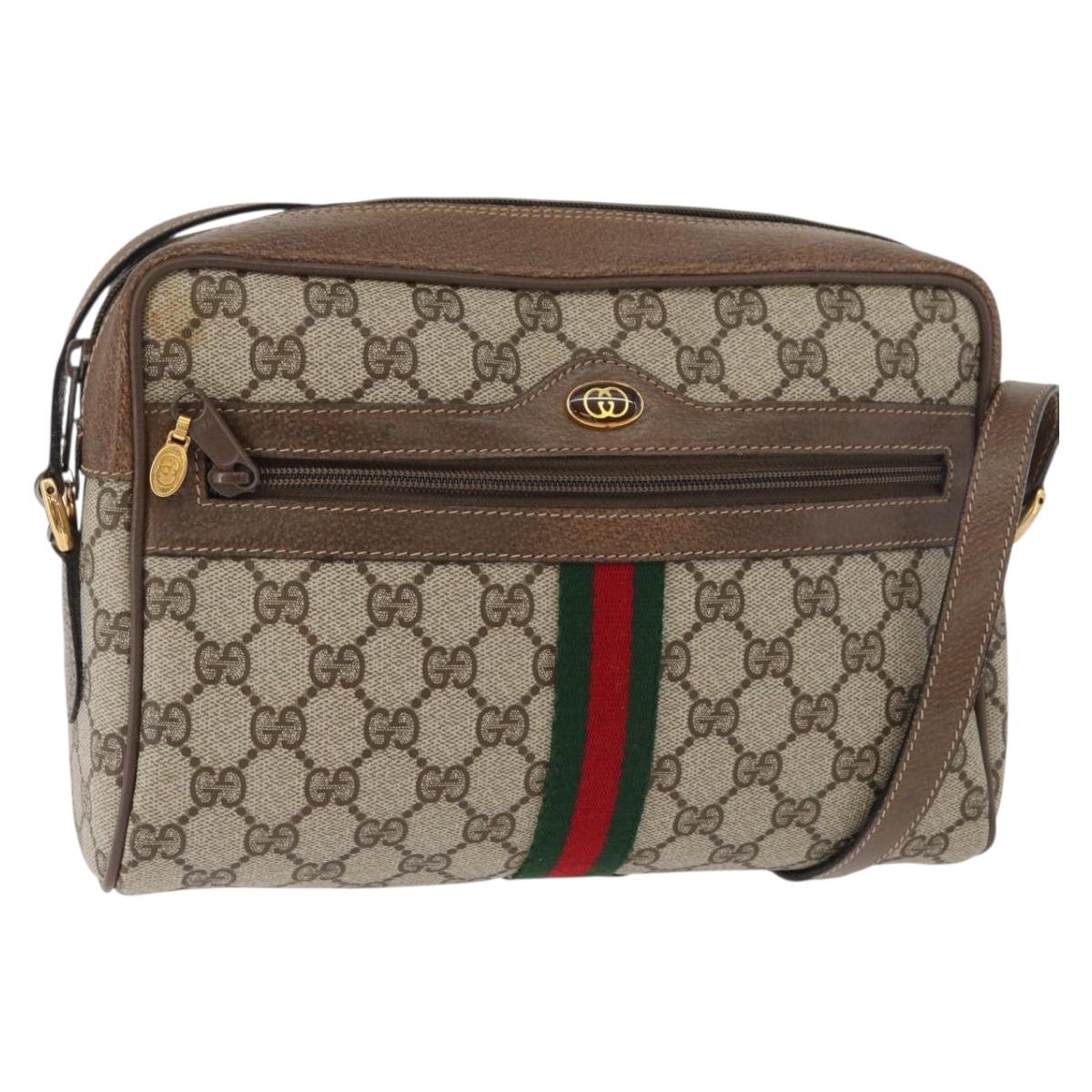 GUCCI GG Supreme Web Sherry Line Bag PVC Beige Gold 24 02 005 Auth BA12706