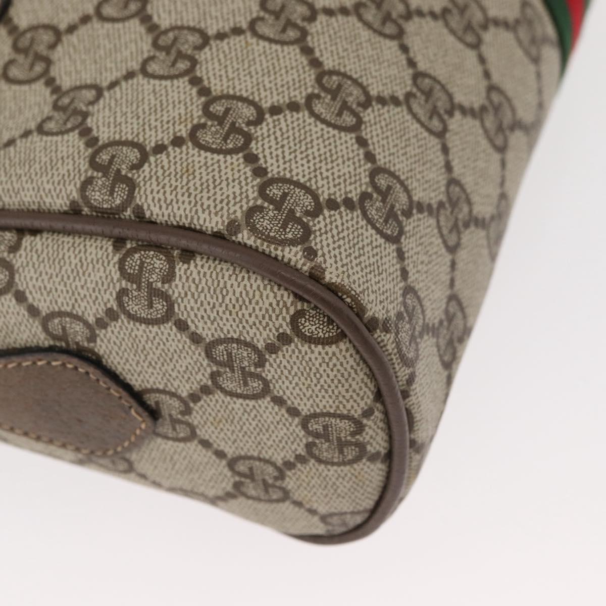 GUCCI GG Supreme Web Sherry Line Bag PVC Beige Gold 24 02 005 Auth BA12706