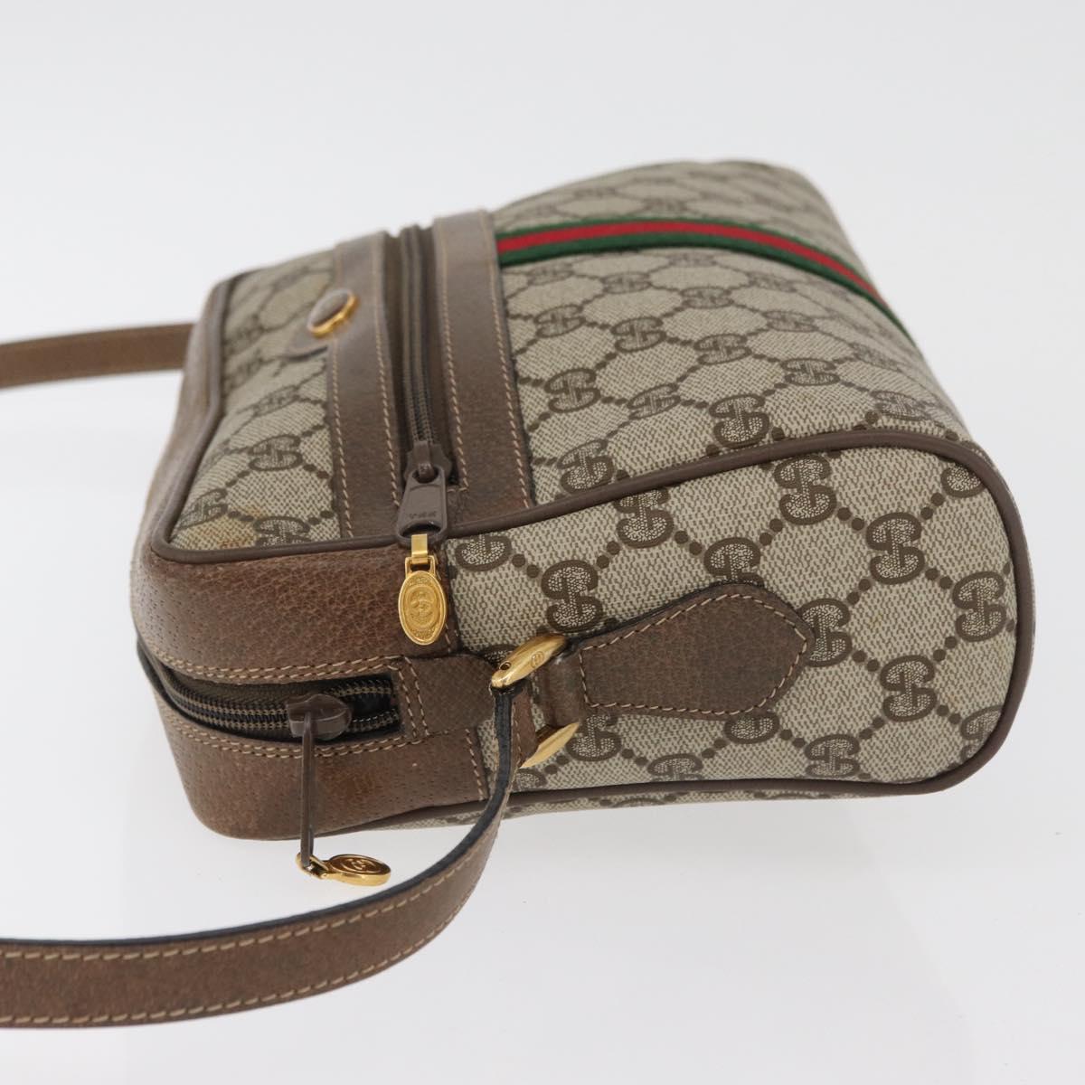 GUCCI GG Supreme Web Sherry Line Bag PVC Beige Gold 24 02 005 Auth BA12706