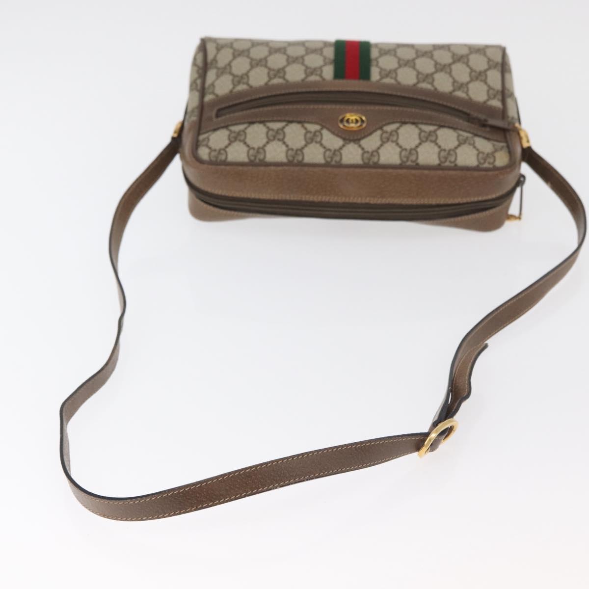 GUCCI GG Supreme Web Sherry Line Bag PVC Beige Gold 24 02 005 Auth BA12706
