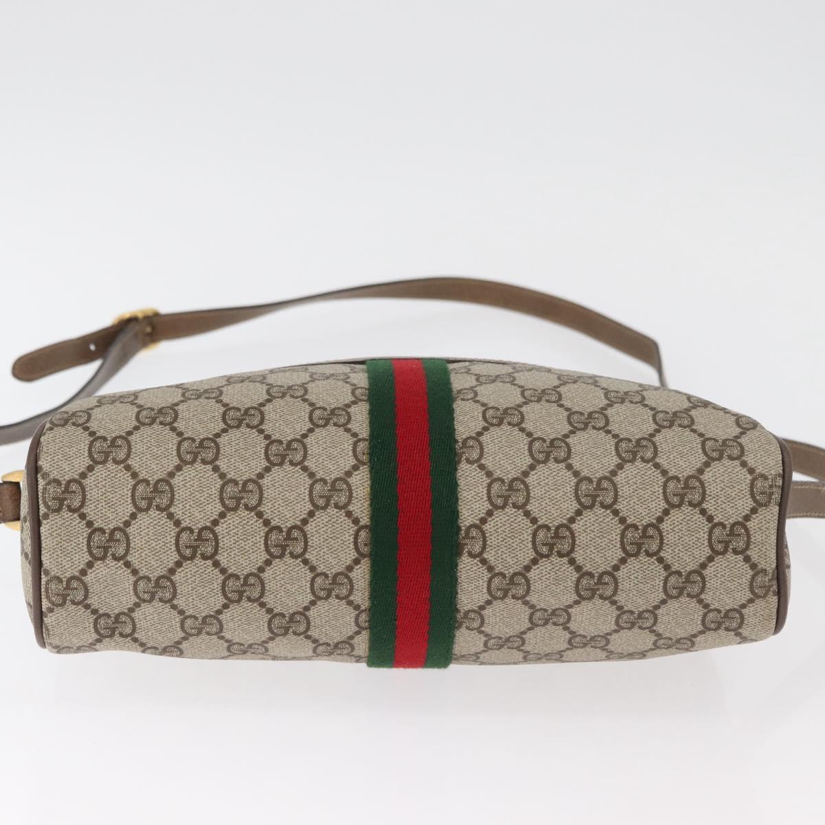 GUCCI GG Supreme Web Sherry Line Bag PVC Beige Gold 24 02 005 Auth BA12706