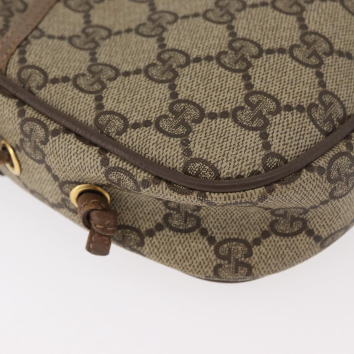 GUCCI GG Supreme Shoulder Bag PVC Beige Gold 116 02 606 Auth BA12707