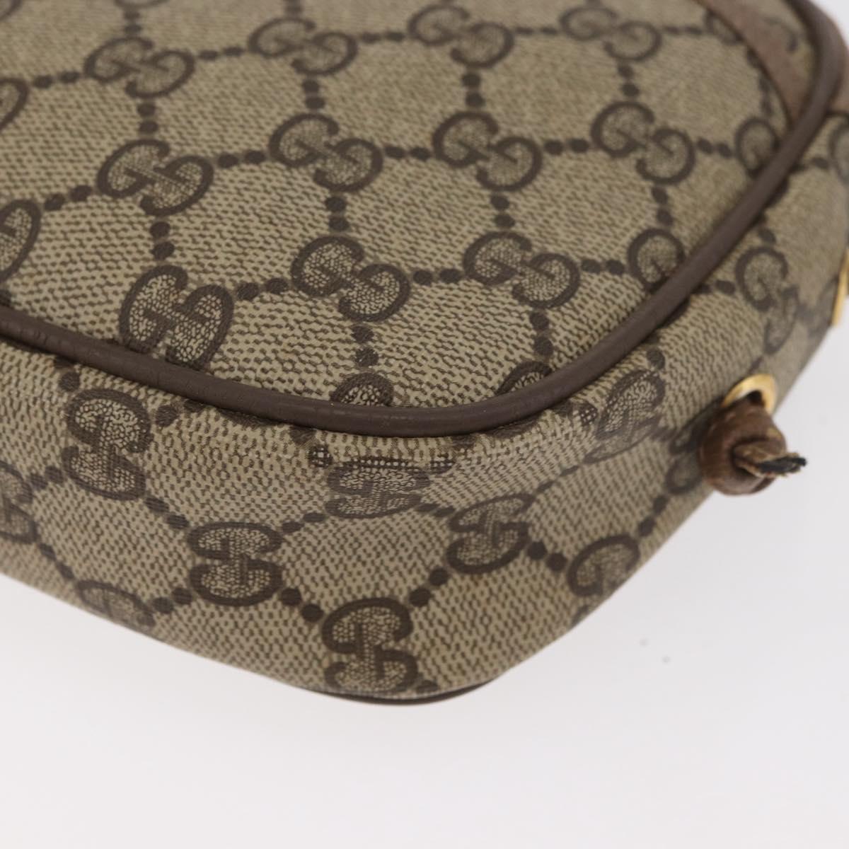 GUCCI GG Supreme Shoulder Bag PVC Beige Gold 116 02 606 Auth BA12707