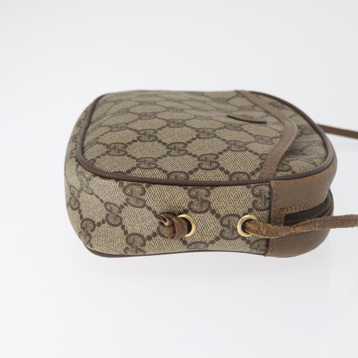 GUCCI GG Supreme Shoulder Bag PVC Beige Gold 116 02 606 Auth BA12707