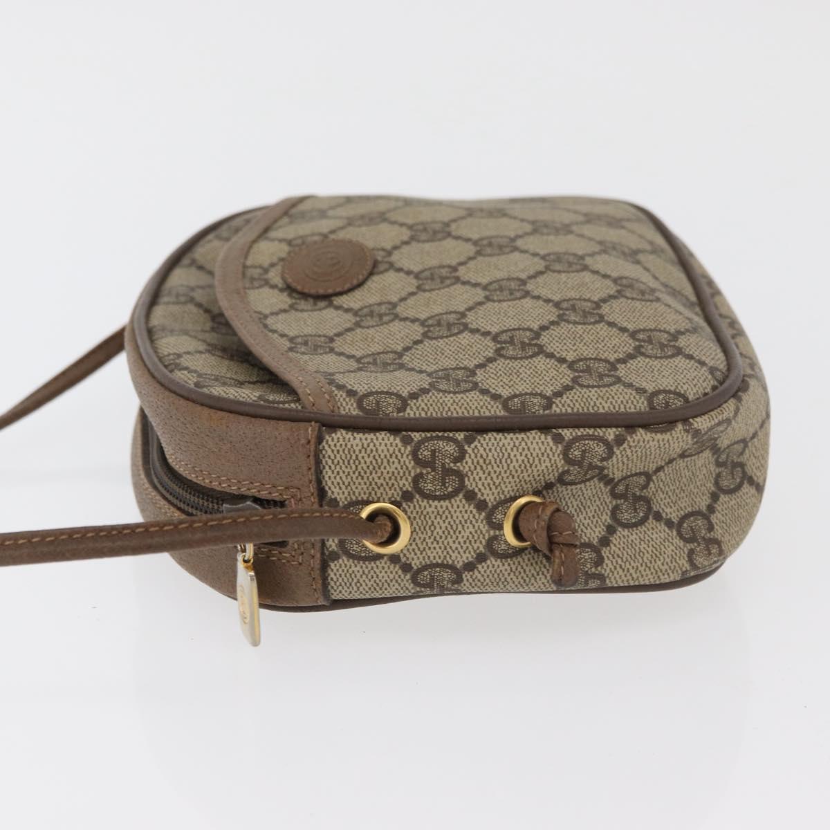 GUCCI GG Supreme Shoulder Bag PVC Beige Gold 116 02 606 Auth BA12707