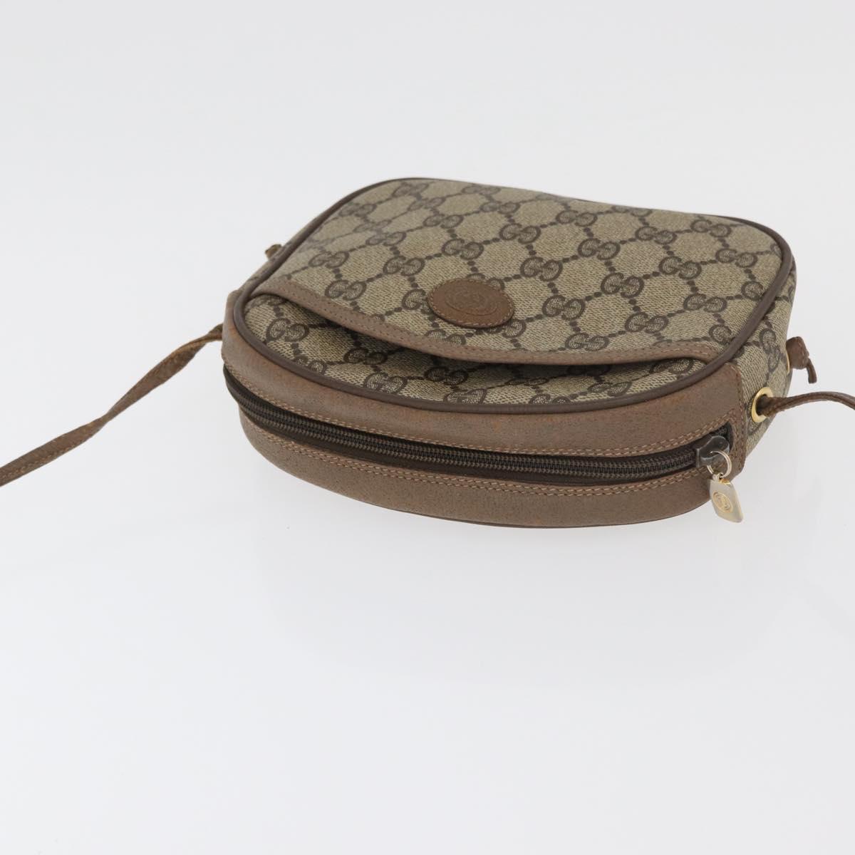 GUCCI GG Supreme Shoulder Bag PVC Beige Gold 116 02 606 Auth BA12707