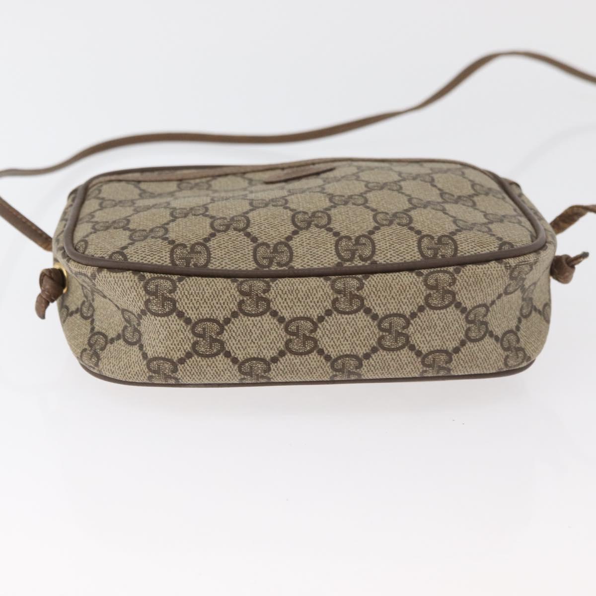 GUCCI GG Supreme Shoulder Bag PVC Beige Gold 116 02 606 Auth BA12707