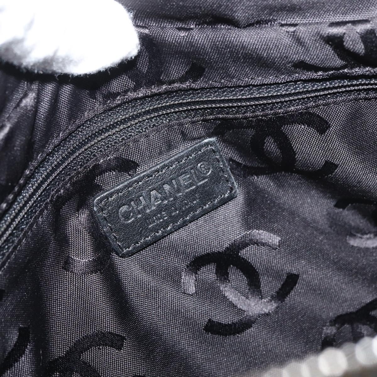 CHANEL Choco Bar Chain Tote Bag Knitted Fabrics Gray CC Auth BA12712