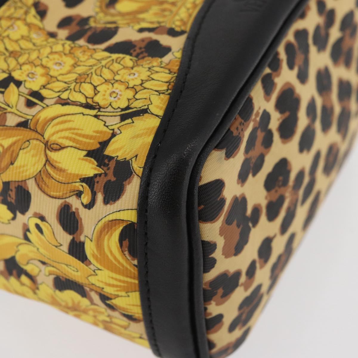Gianni Versace Vanity Hand Bag PVC Yellow Gold Auth BA12716