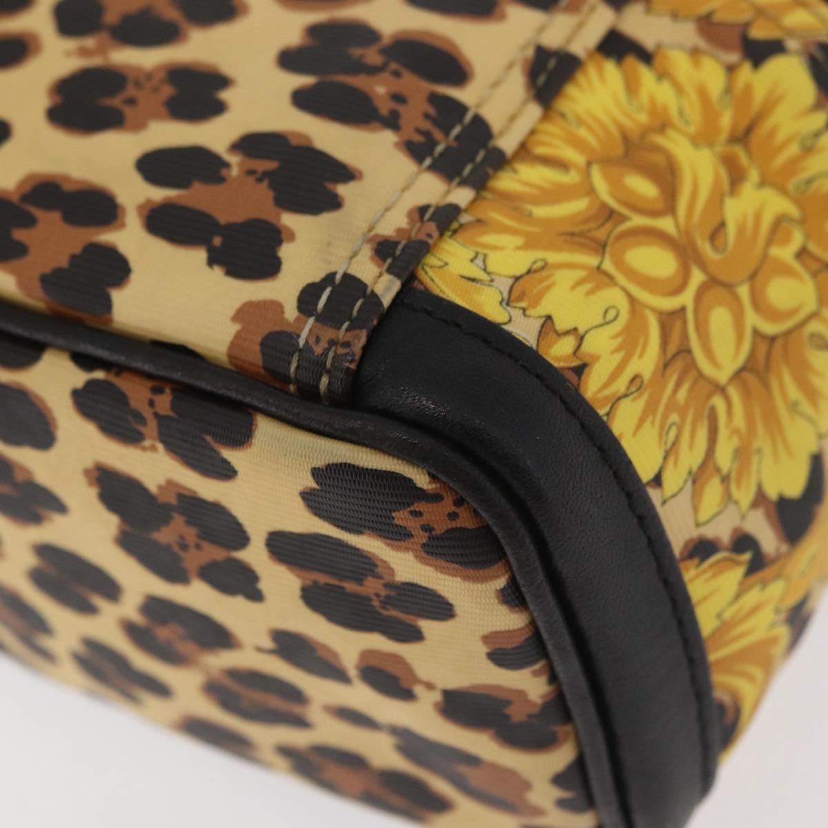 Gianni Versace Vanity Hand Bag PVC Yellow Gold Auth BA12716
