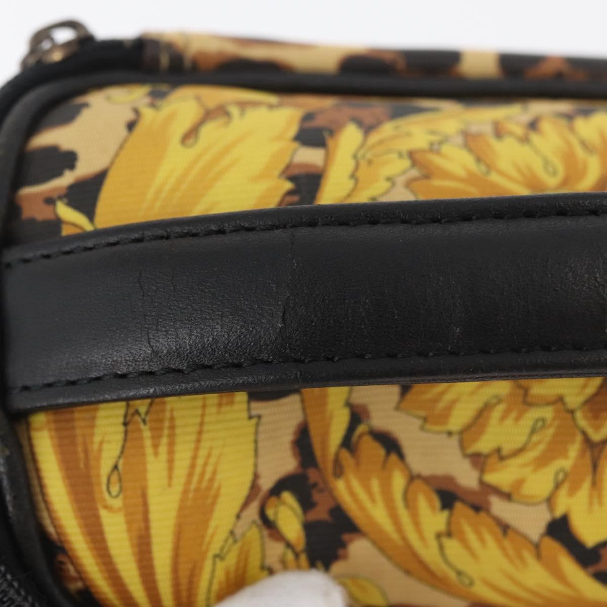 Gianni Versace Vanity Hand Bag PVC Yellow Gold Auth BA12716
