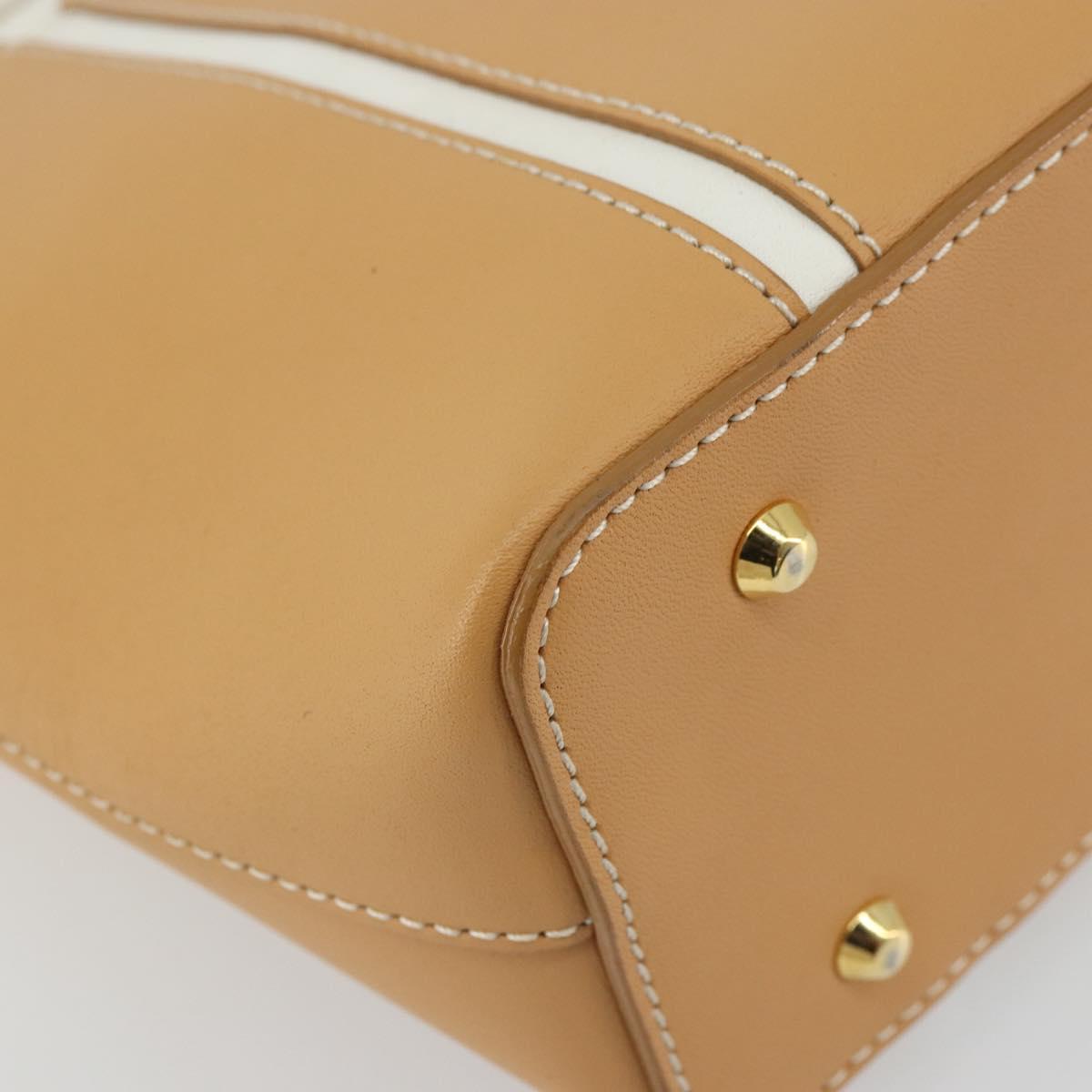 BURBERRY Hand Bag Leather Beige Gold Auth BA12722A