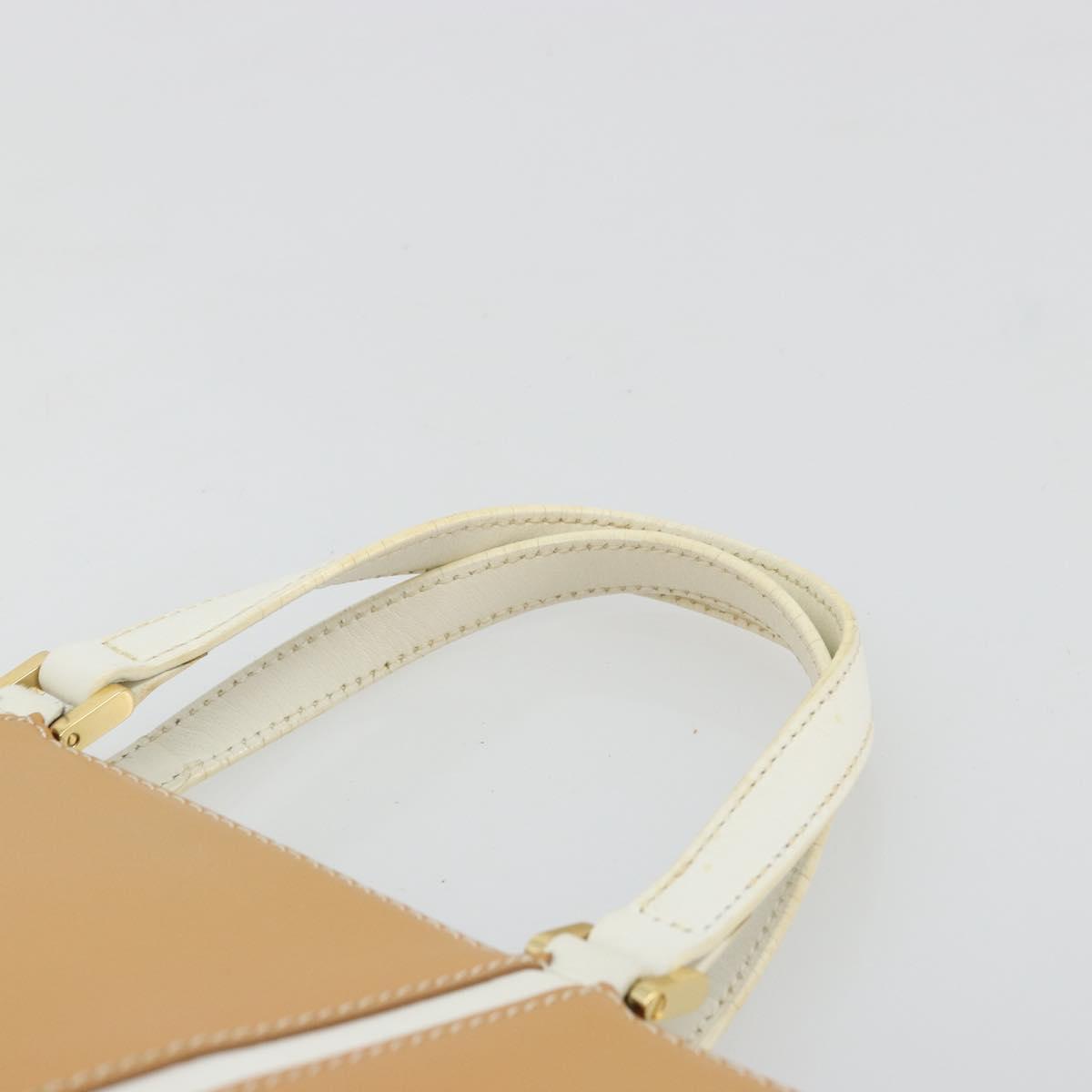 BURBERRY Hand Bag Leather Beige Gold Auth BA12722A