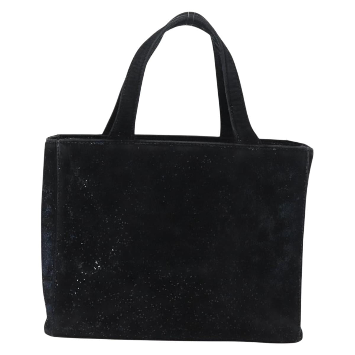 Gianni Versace Hand Bag Suede Black Gold Auth BA12723A