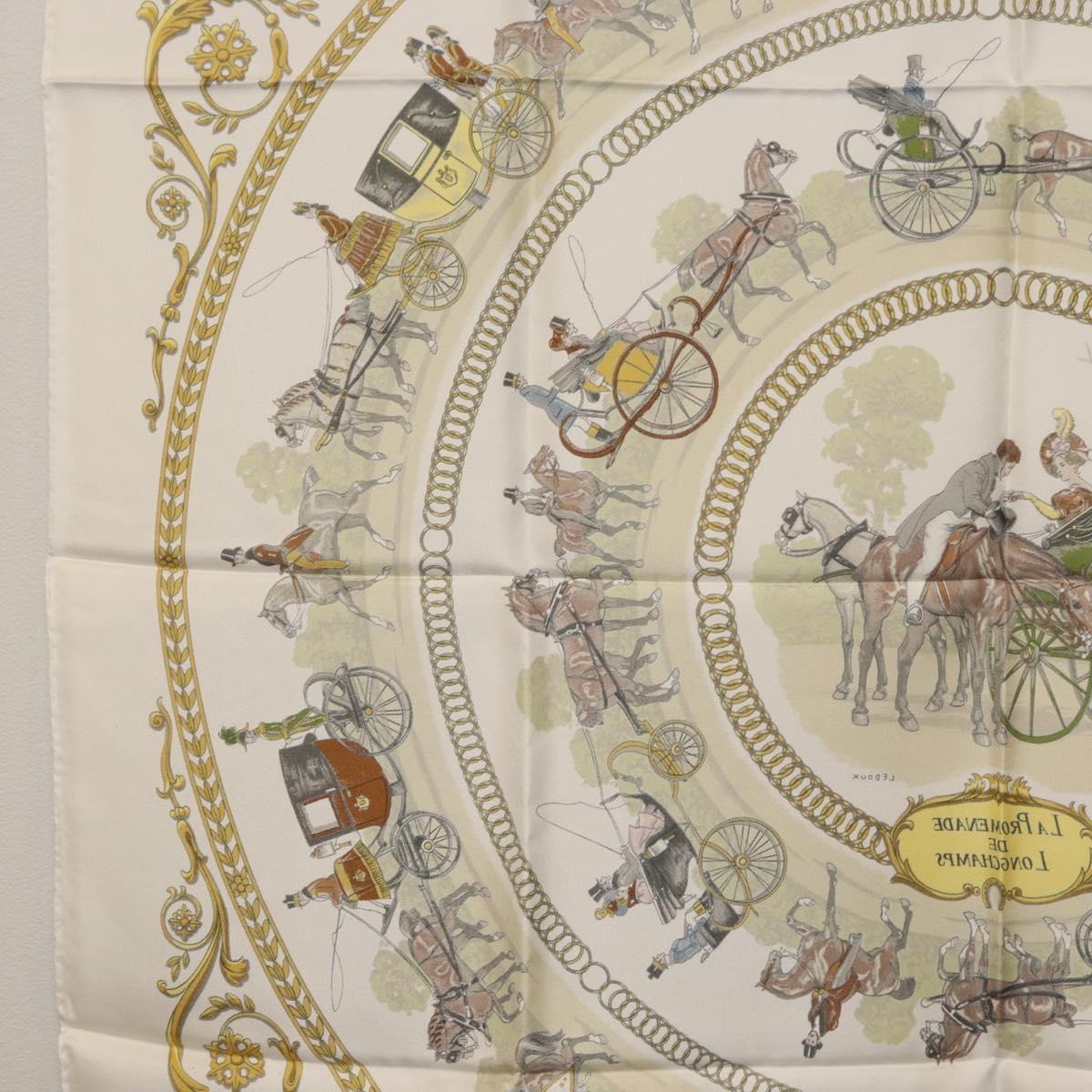 HERMES Carre 90 Scarf Silk White Auth BA12724V
