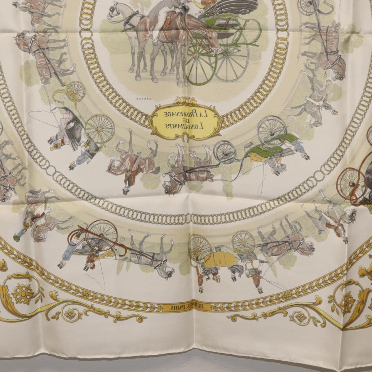HERMES Carre 90 Scarf Silk White Auth BA12724V