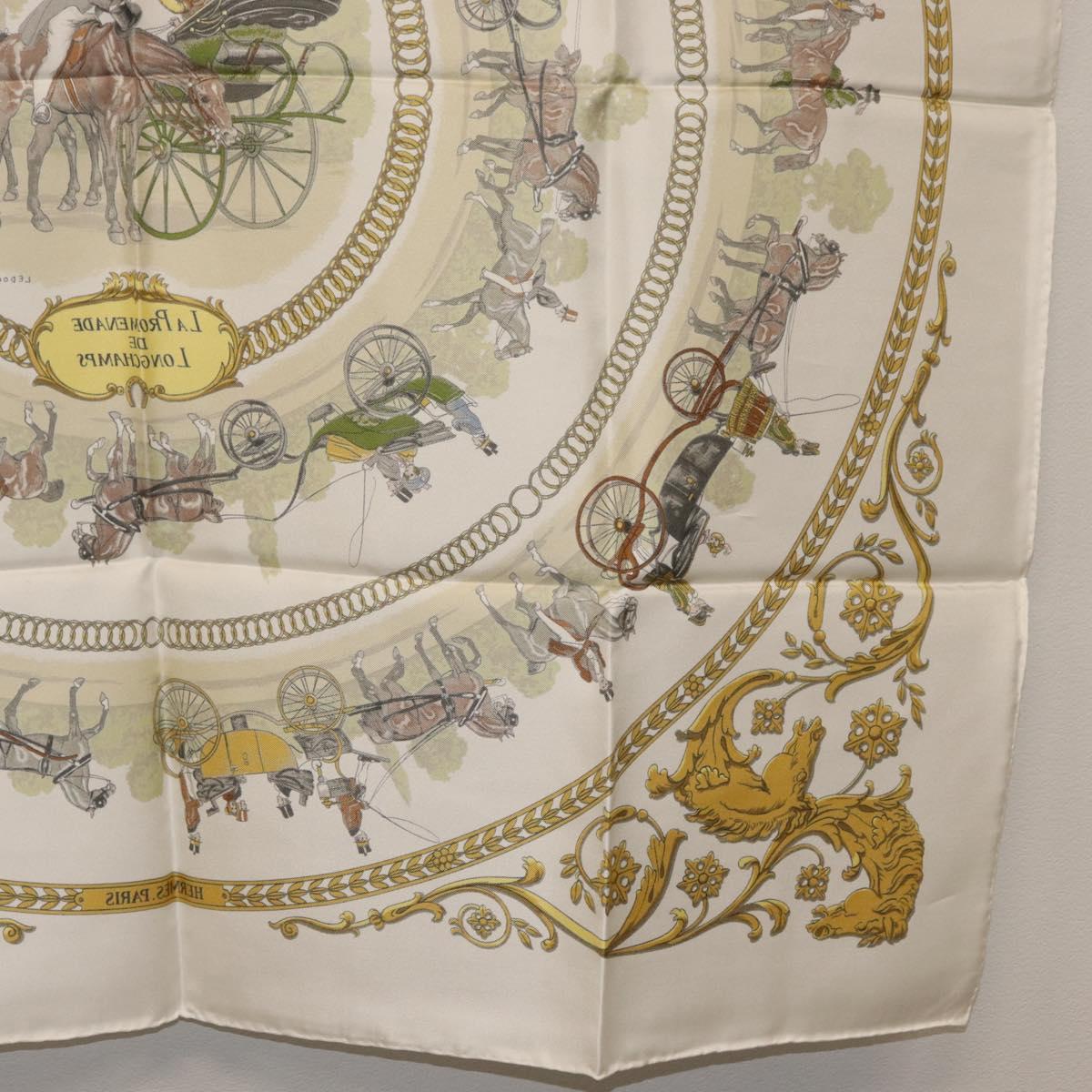 HERMES Carre 90 Scarf Silk White Auth BA12724V