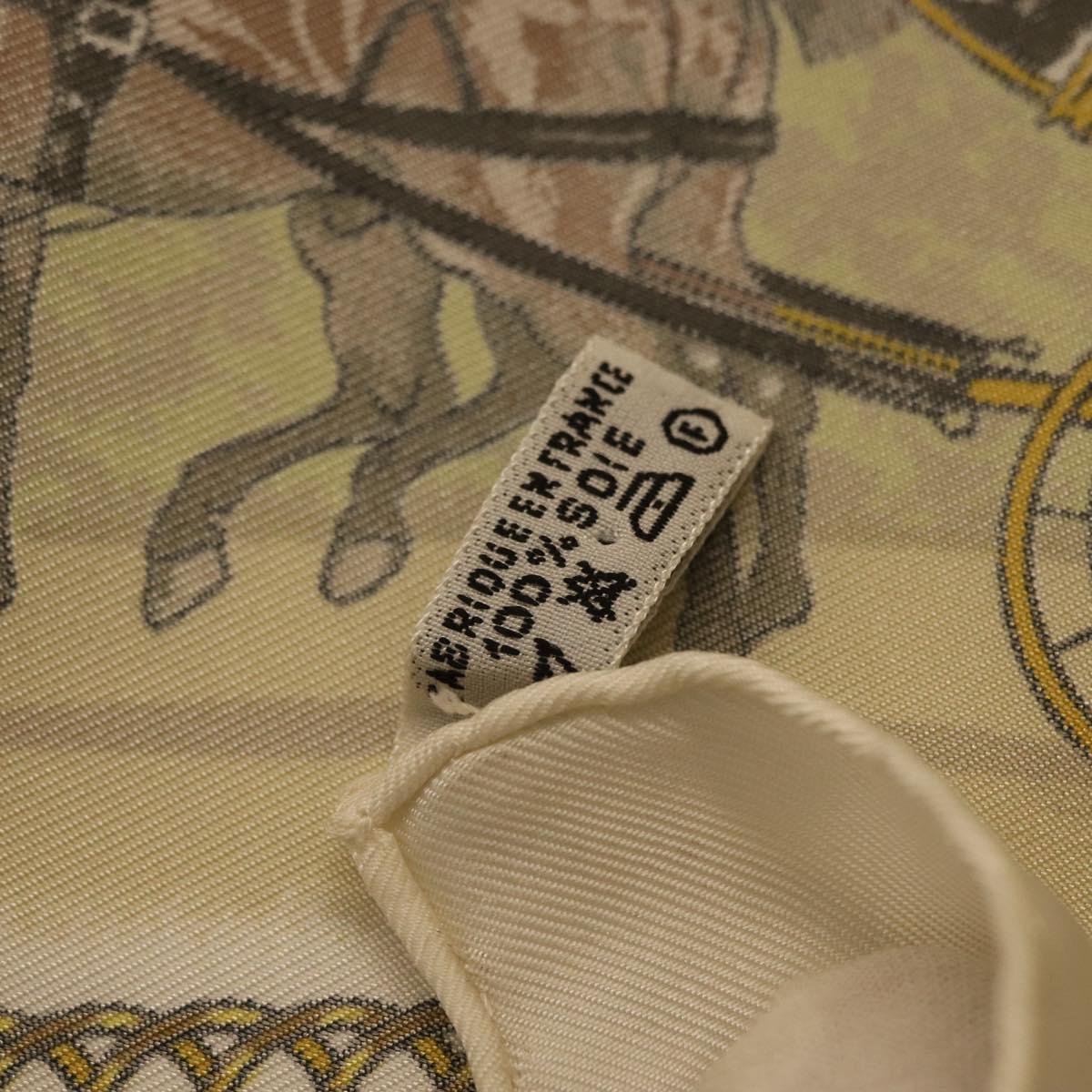 HERMES Carre 90 Scarf Silk White Auth BA12724V