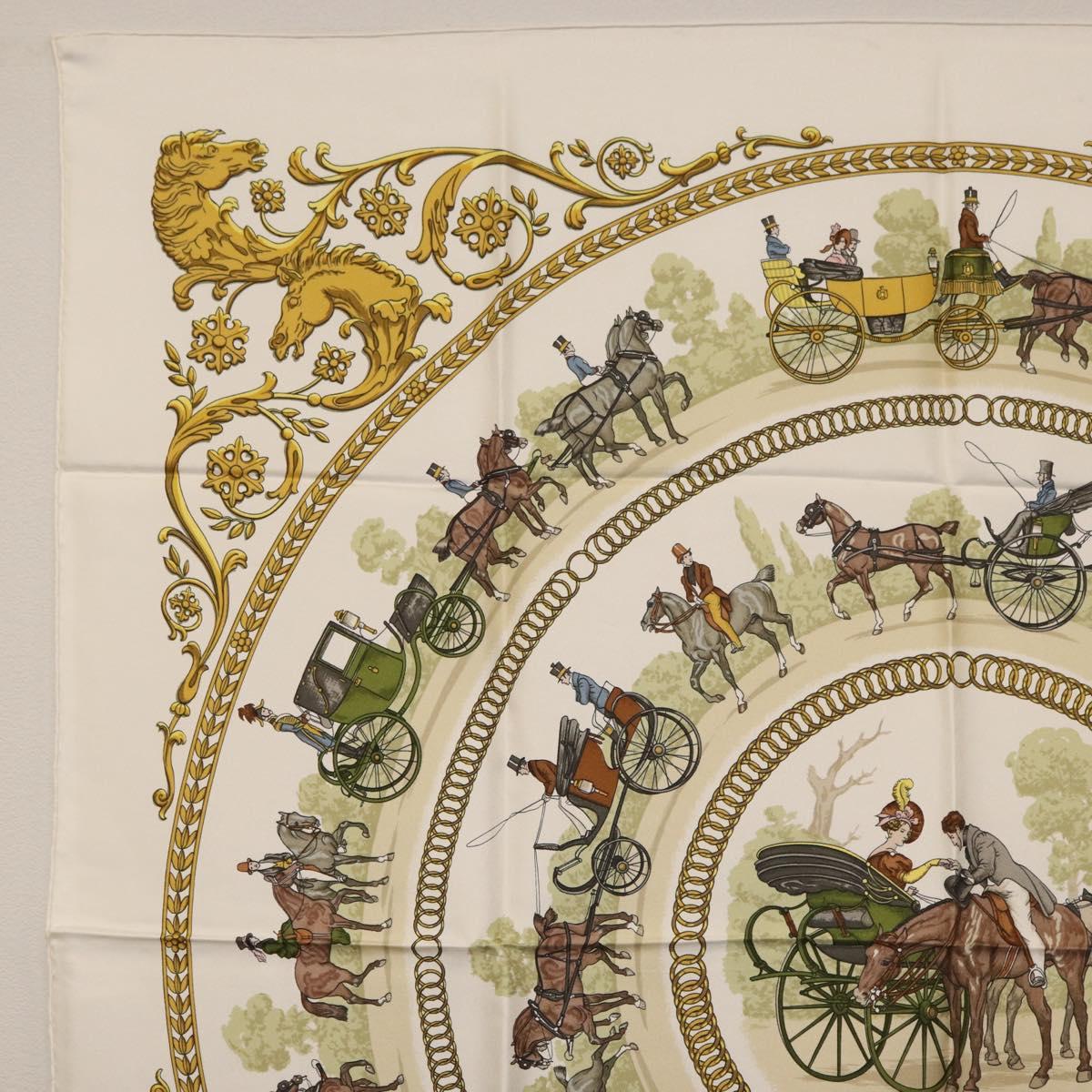 HERMES Carre 90 Scarf Silk White Auth BA12724V