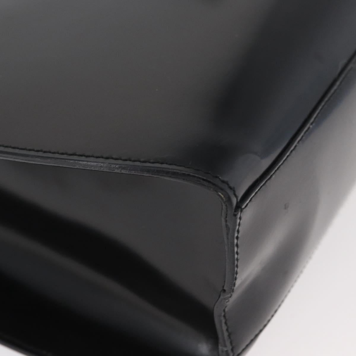 Salvatore Ferragamo Gancini Tote Bag Patent Leather Black Silver Auth BA12729
