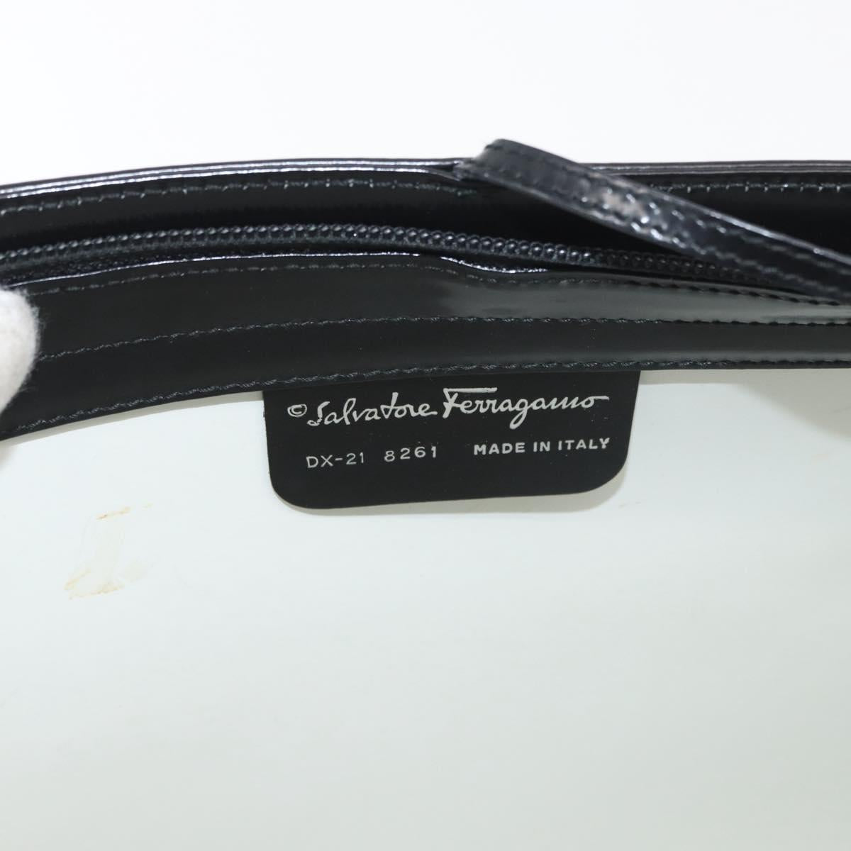 Salvatore Ferragamo Gancini Tote Bag Patent Leather Black Silver Auth BA12729