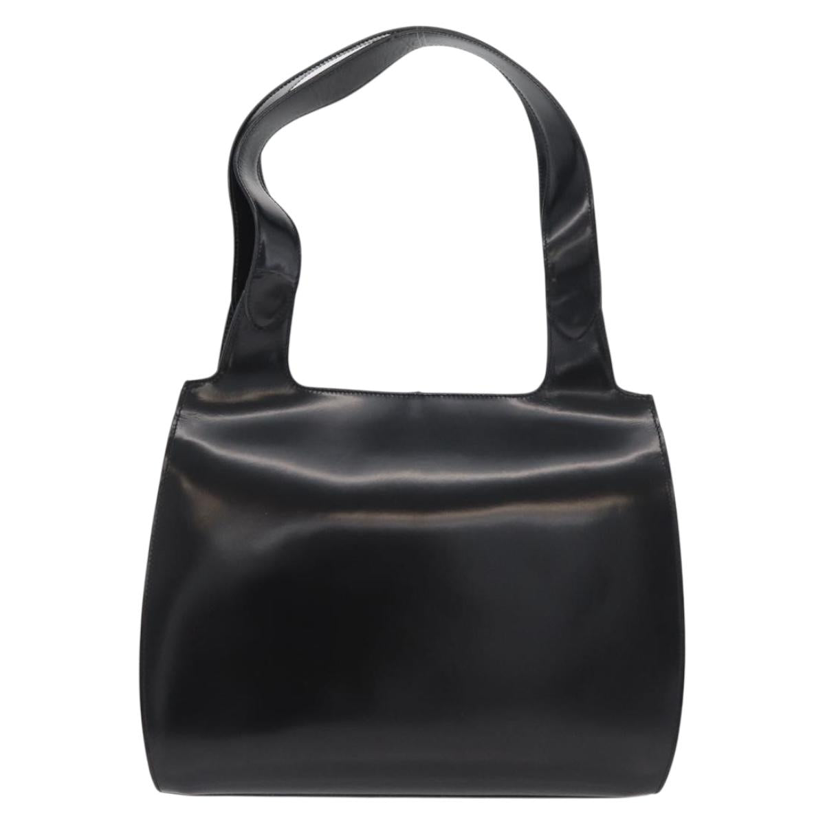 Salvatore Ferragamo Gancini Tote Bag Patent Leather Black Silver Auth BA12729