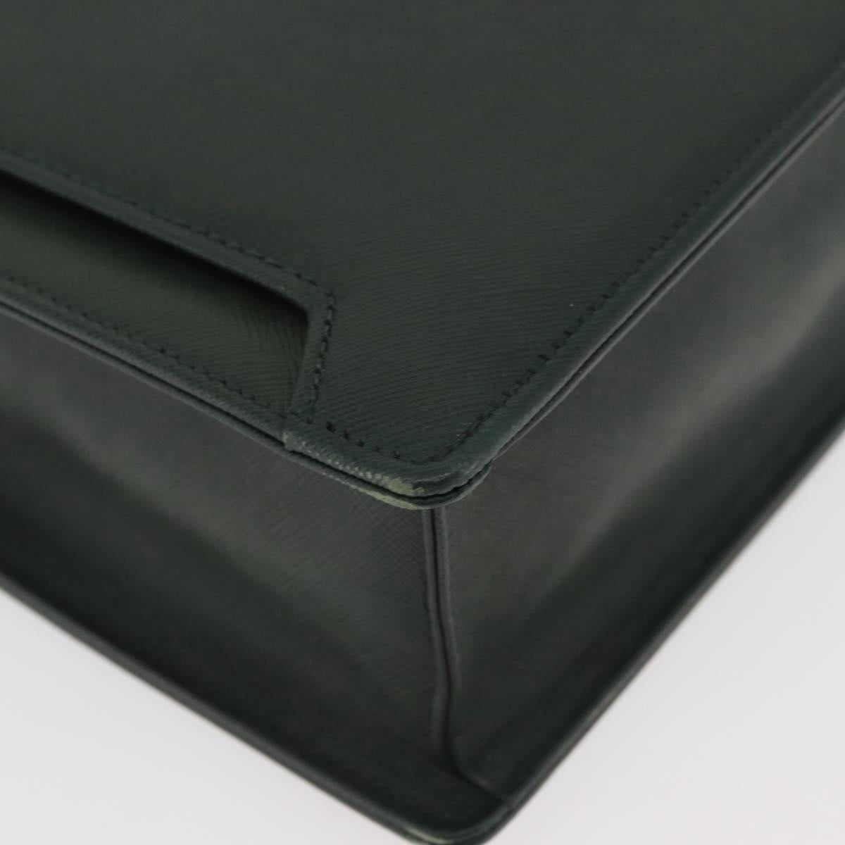 BURBERRY Business Bag Leather Green Silver Auth BA12730