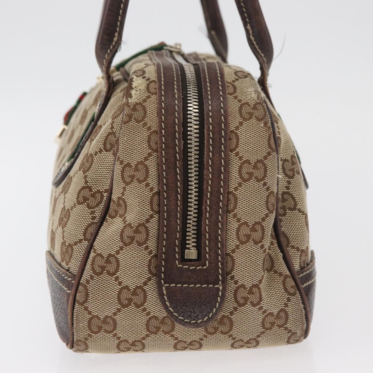 GUCCI GG Canvas Princi Boston Bag Beige Gold 161720 Auth BA12746