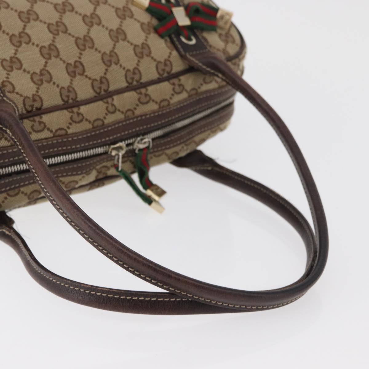 GUCCI GG Canvas Princi Boston Bag Beige Gold 161720 Auth BA12746