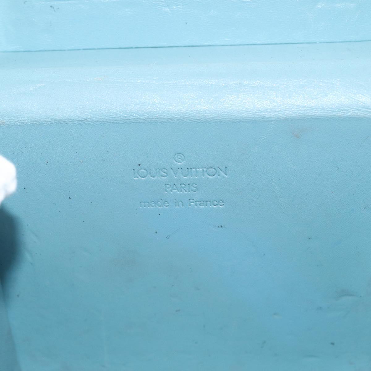 LOUIS VUITTON Vernis Bleecker Cosmetic Pouch Baby Blue M91003 Auth BA12747