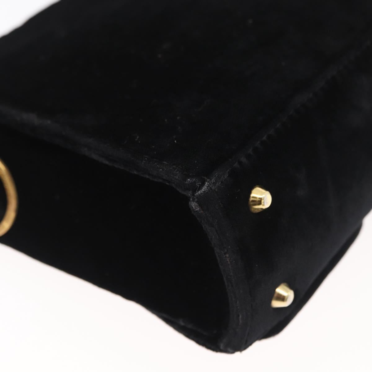Gianni Versace Shoulder Bag Velor Black Gold Auth BA12750A
