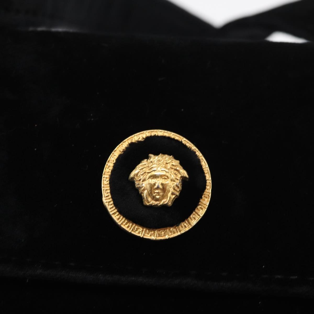 Gianni Versace Shoulder Bag Velor Black Gold Auth BA12750A