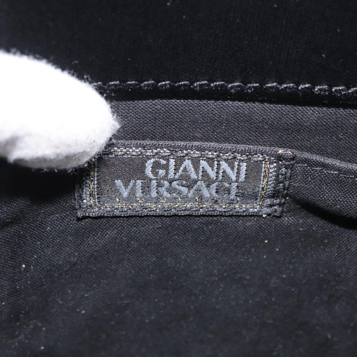 Gianni Versace Shoulder Bag Velor Black Gold Auth BA12750A