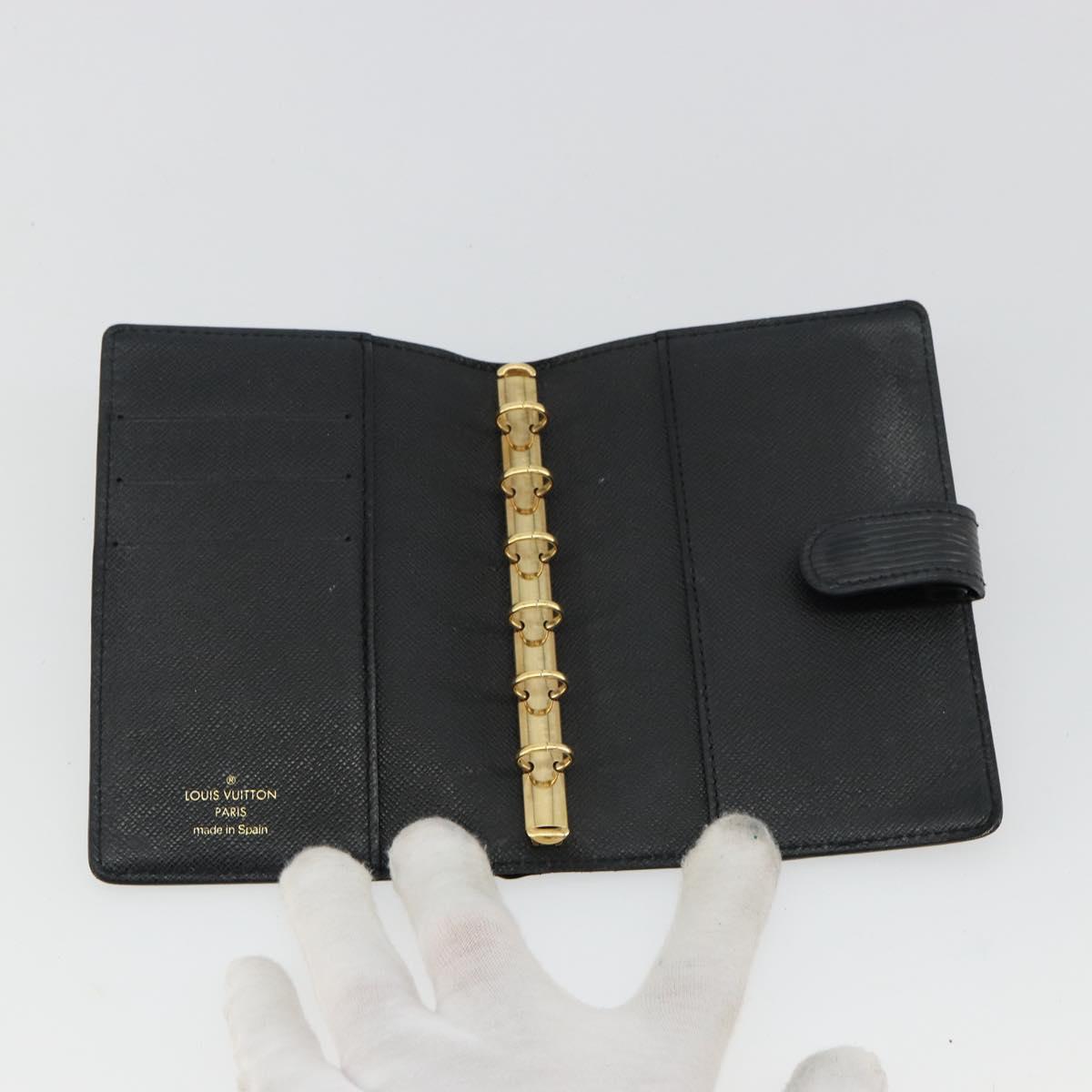 LOUIS VUITTON Epi Agenda PM Day Planner Cover Black R20092 LV Auth BA12755