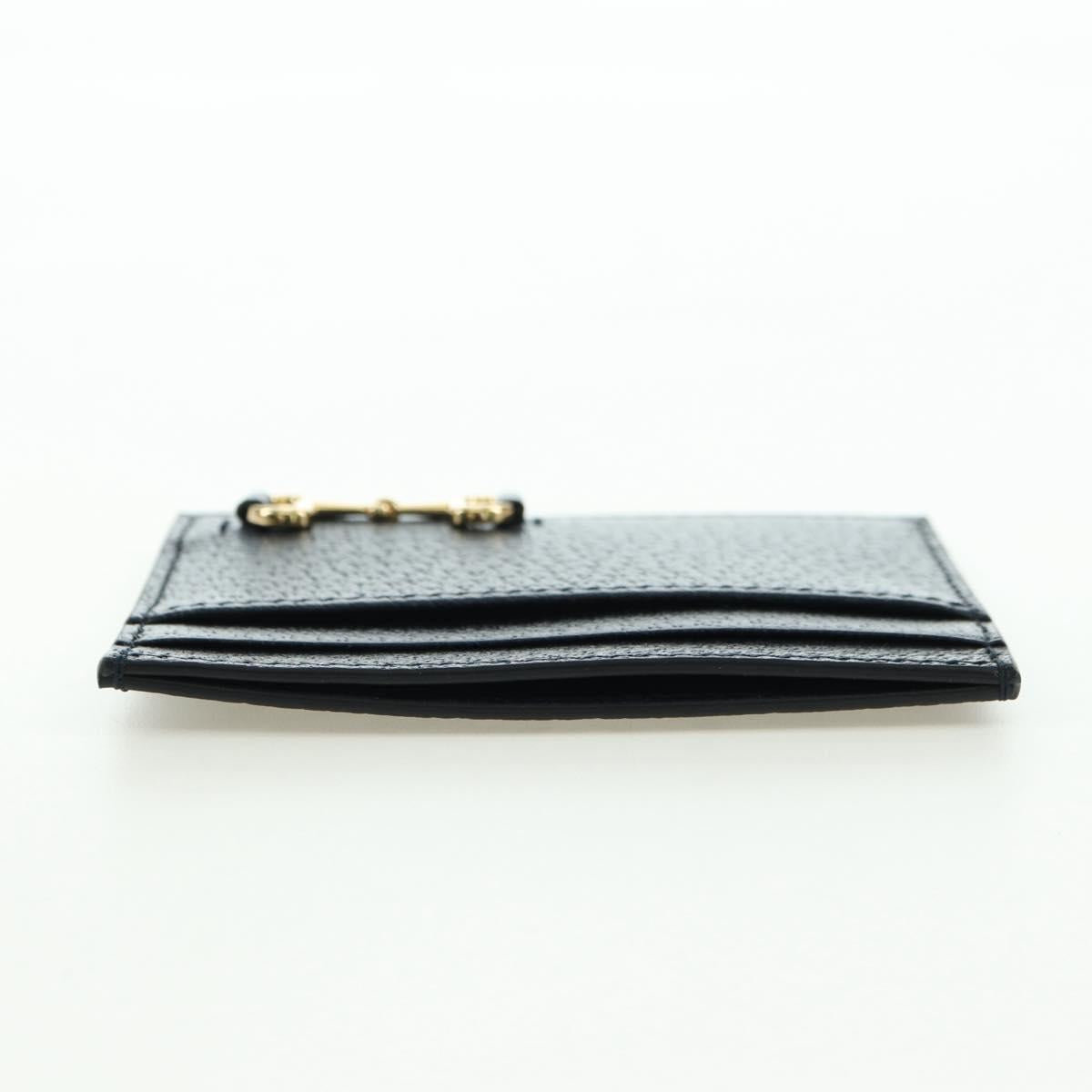GUCCI Horsebit Card Case Playing Cards Set Leather Navy Auth BA12759M