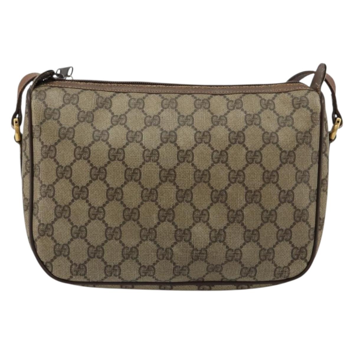 GUCCI GG Supreme Web Sherry Line Bag PVC Beige Gold 89 02 077 Auth BA12772