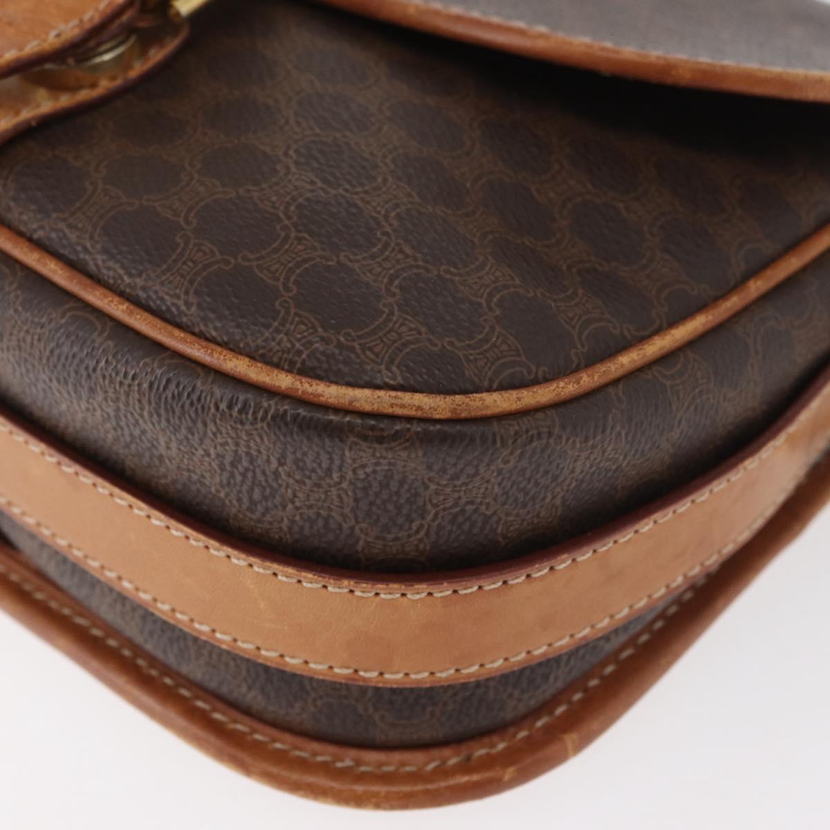 CELINE Macadam Canvas Shoulder Bag PVC Leather Brown Gold Auth BA12773