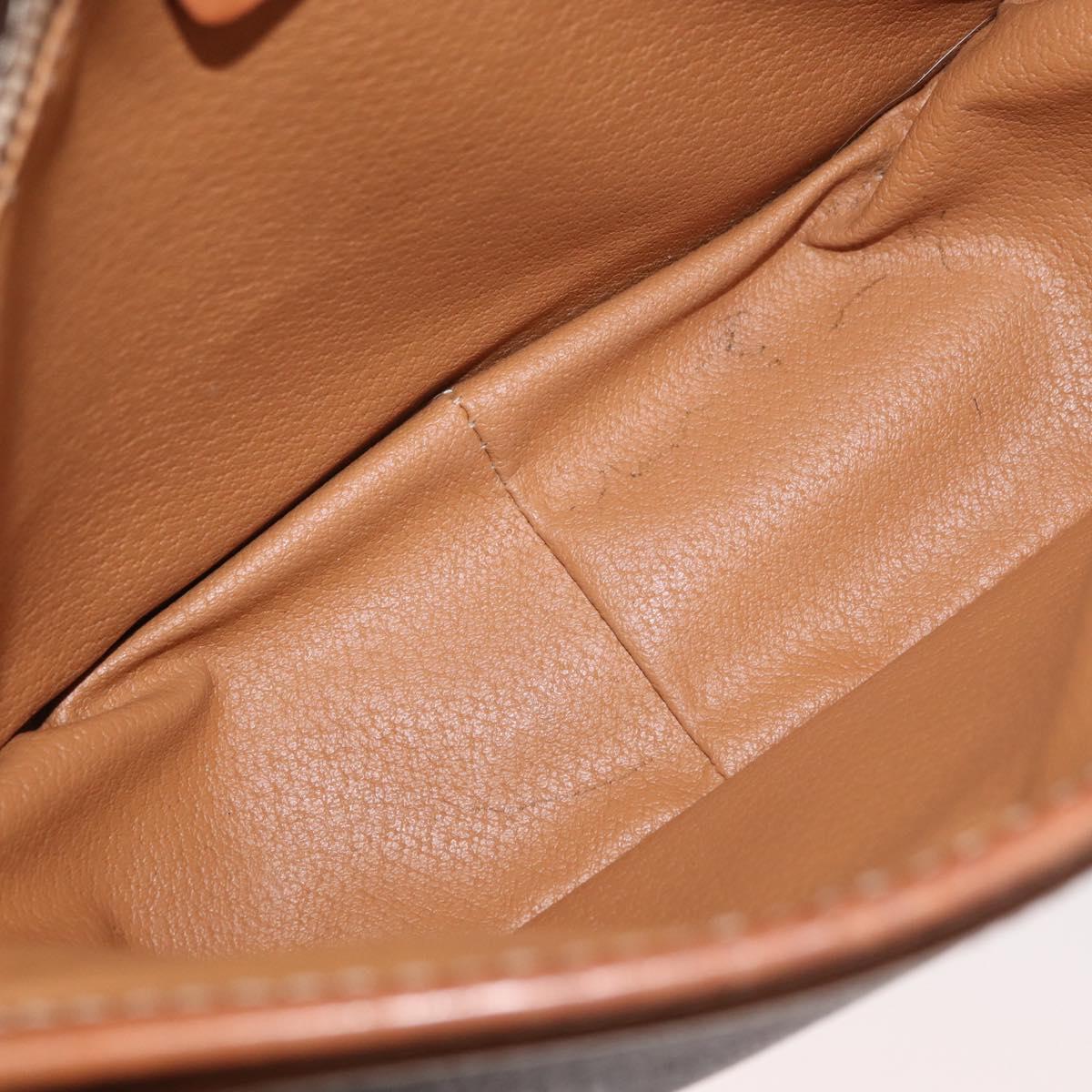 CELINE Macadam Canvas Shoulder Bag PVC Leather Brown Gold Auth BA12773