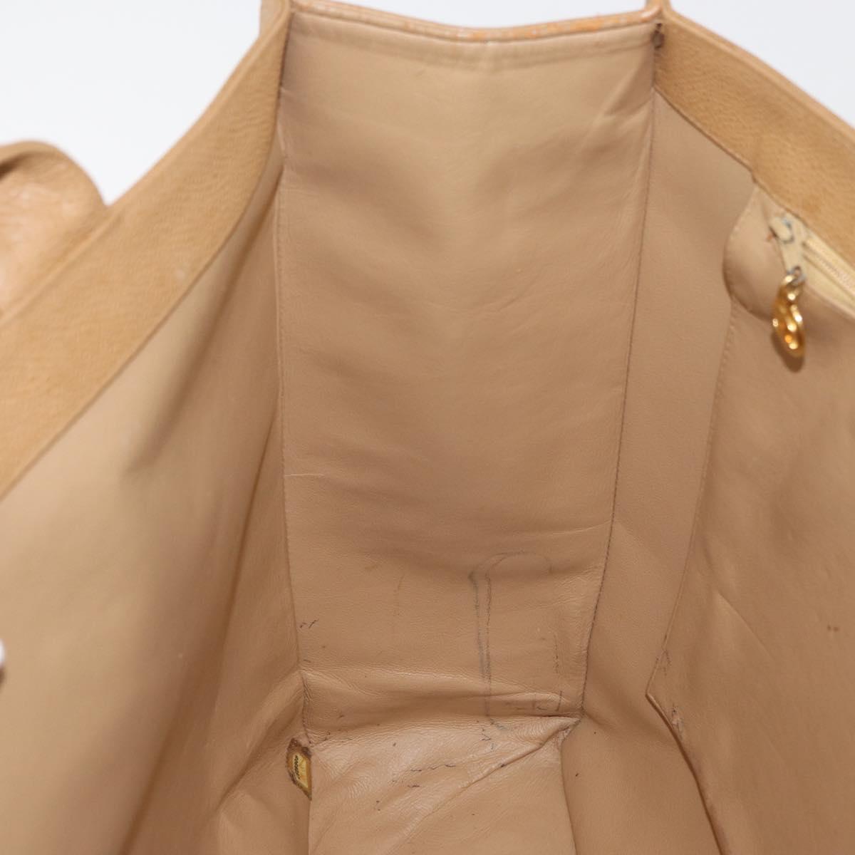 CHANEL Tote Bag Caviar Skin Beige Gold CC Auth BA12781