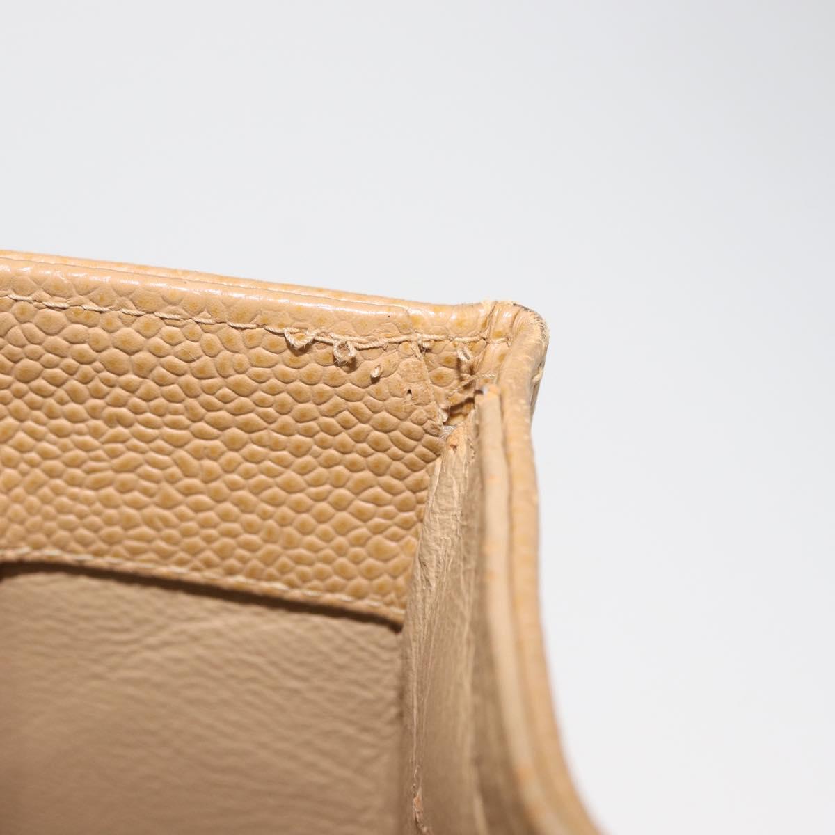 CHANEL Tote Bag Caviar Skin Beige Gold CC Auth BA12781