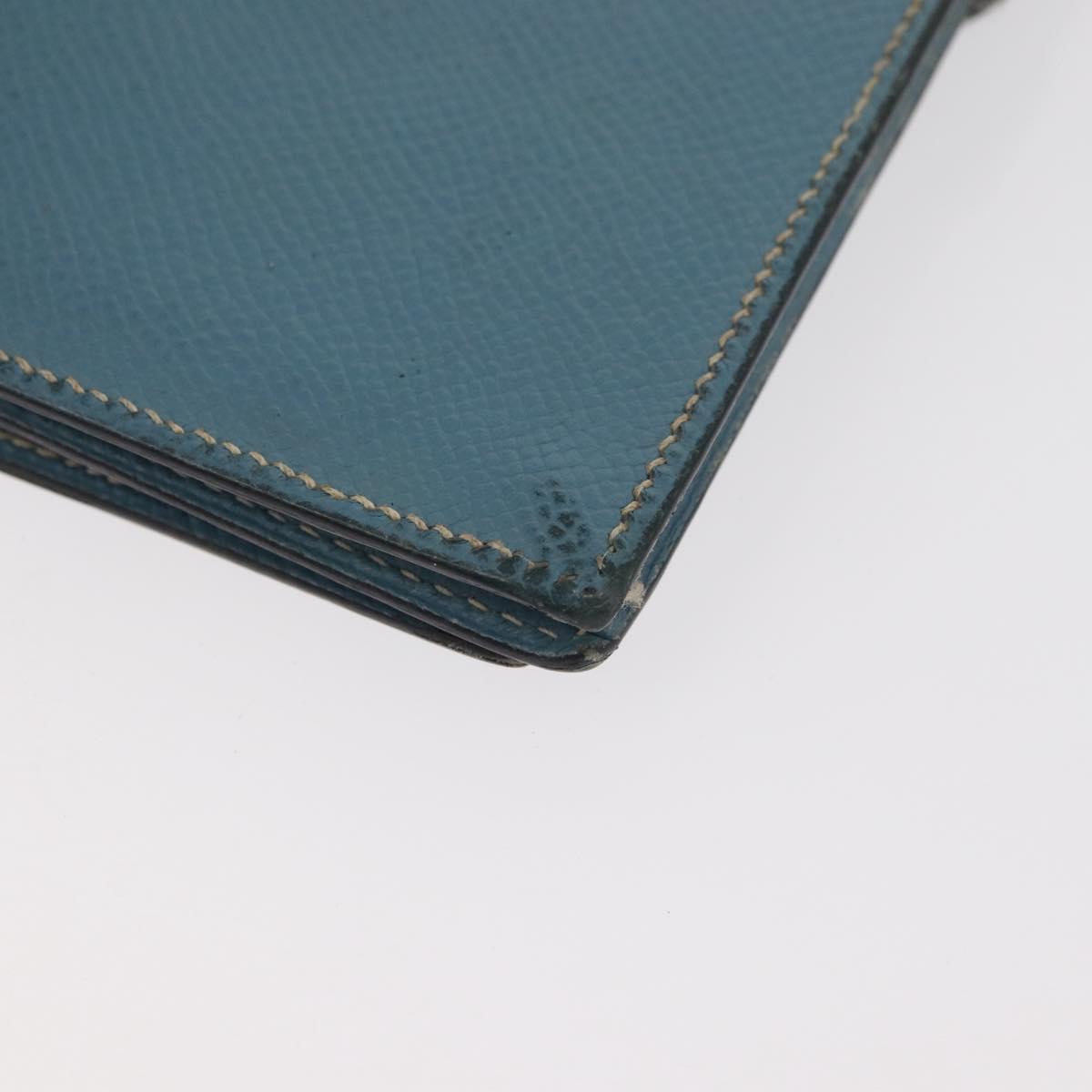 HERMES Bane Souffle Long Wallet Leather Light Blue Silver Auth BA12783
