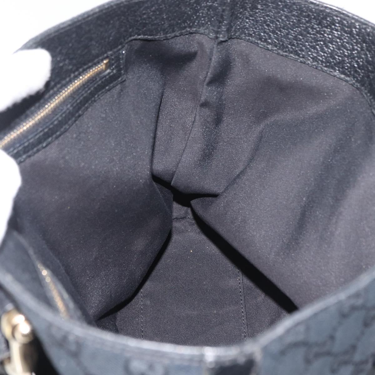 GUCCI GG Canvas Hand Bag Black Gold 153024 Auth BA12790