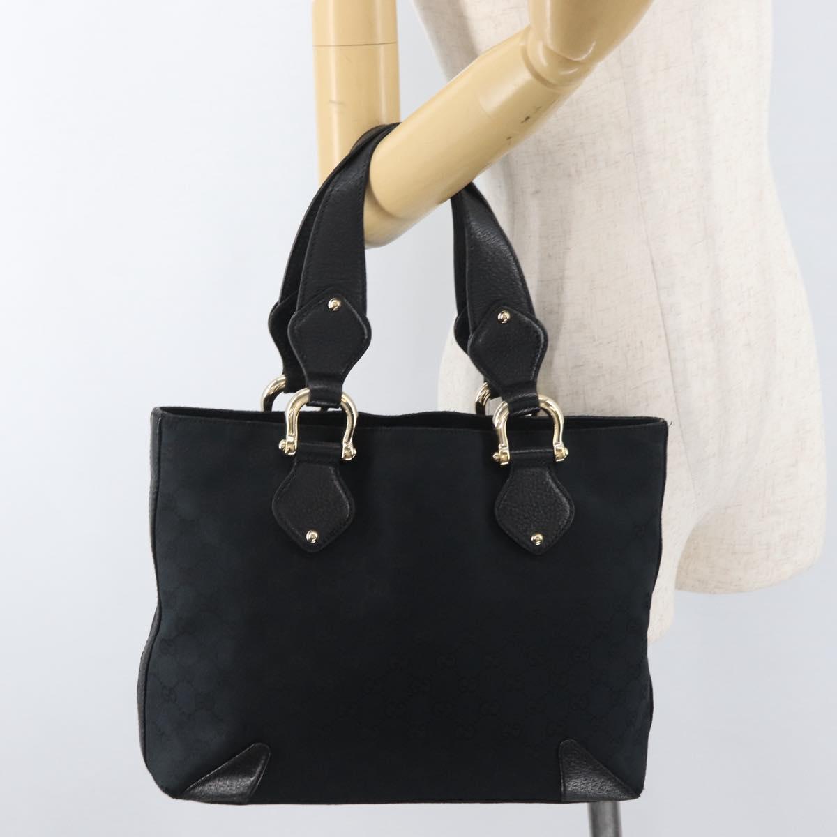 GUCCI GG Canvas Hand Bag Black Gold 153024 Auth BA12790