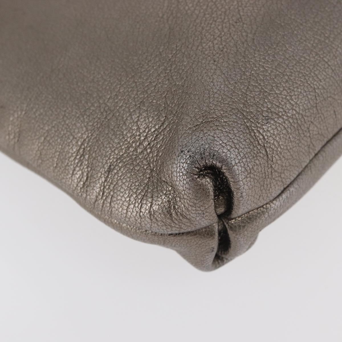 Salvatore Ferragamo Gancini Shoulder Bag Leather Silver Auth BA12795A