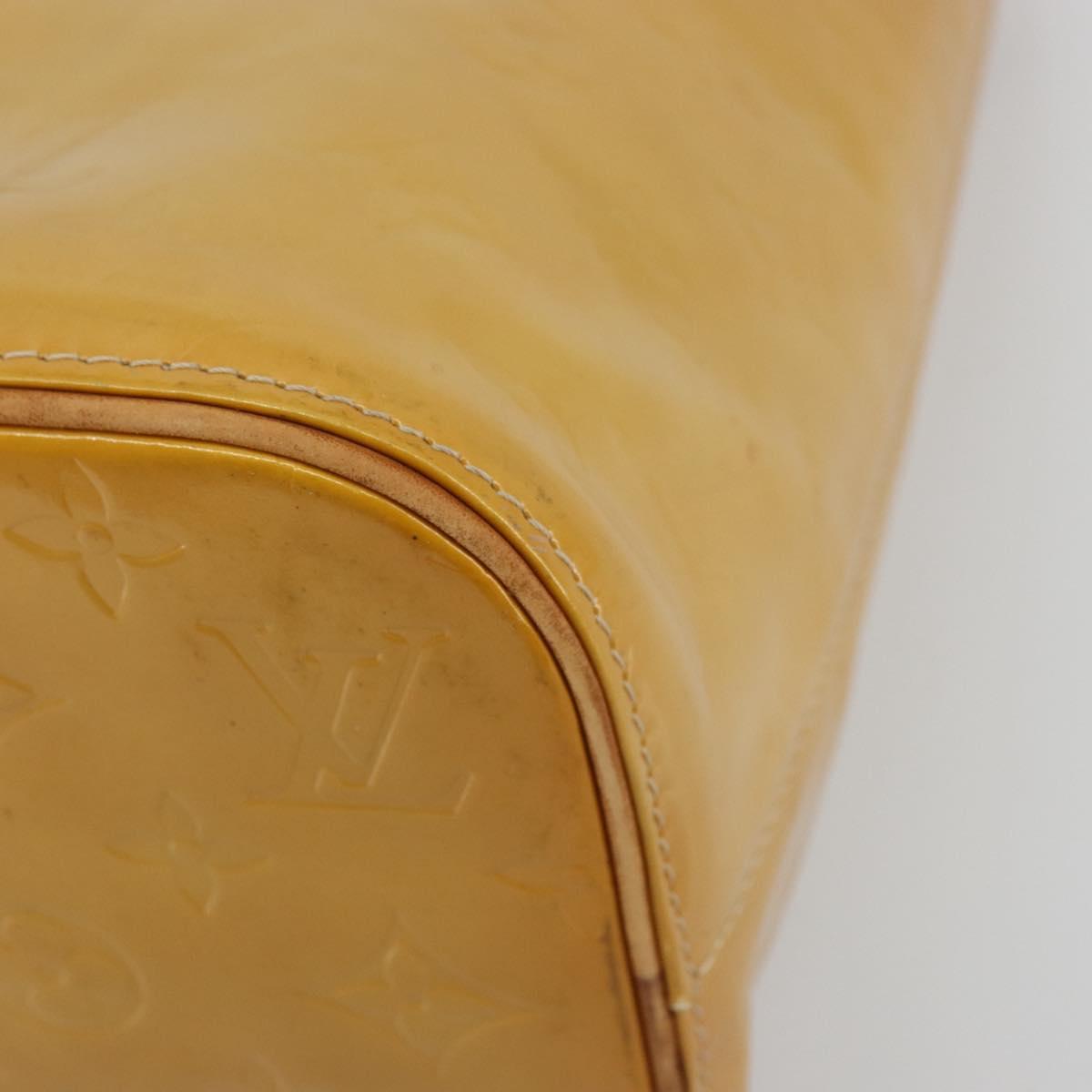 LOUIS VUITTON Monogram Vernis Houston Hand Bag Beige M91004 LV Auth BA12797