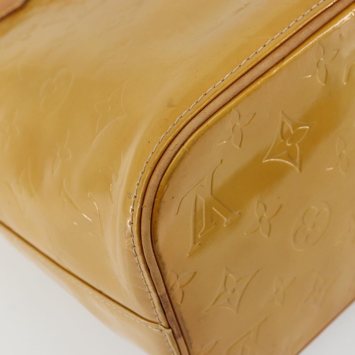 LOUIS VUITTON Monogram Vernis Houston Hand Bag Beige M91004 LV Auth BA12797