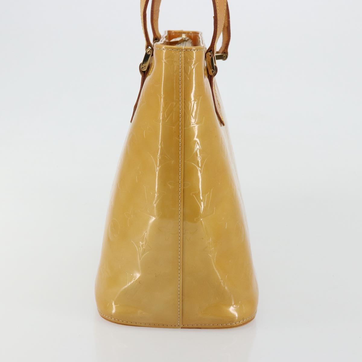 LOUIS VUITTON Monogram Vernis Houston Hand Bag Beige M91004 LV Auth BA12797