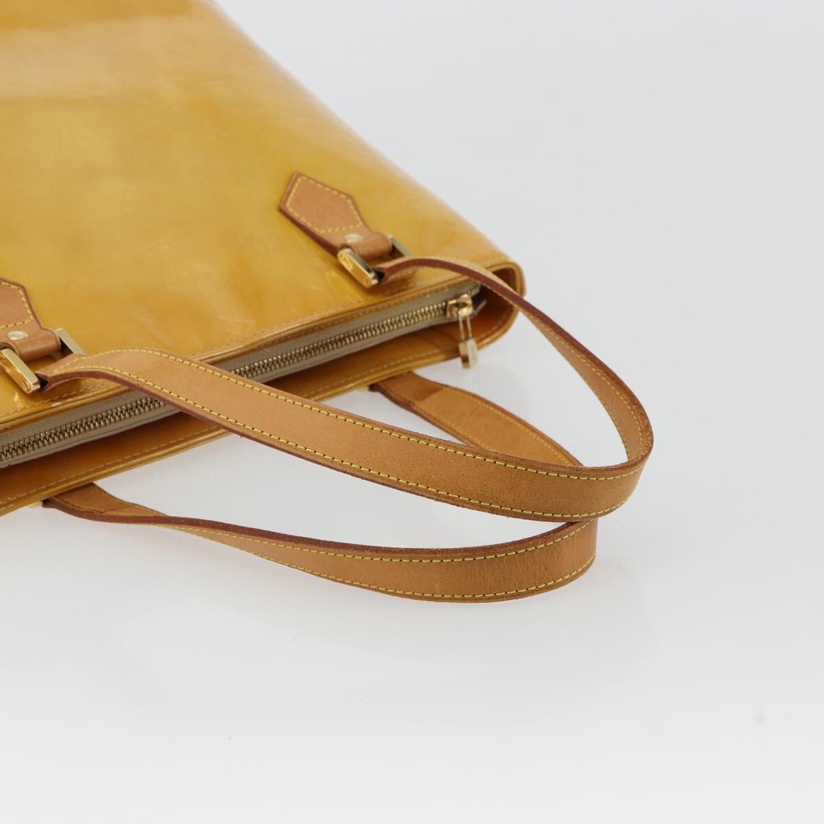 LOUIS VUITTON Monogram Vernis Houston Hand Bag Beige M91004 LV Auth BA12797