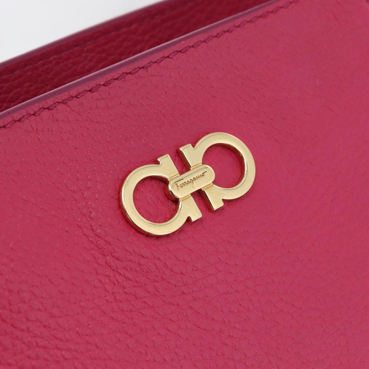 Salvatore Ferragamo Gancini Tote Bag Leather Pink Gold Auth BA12798